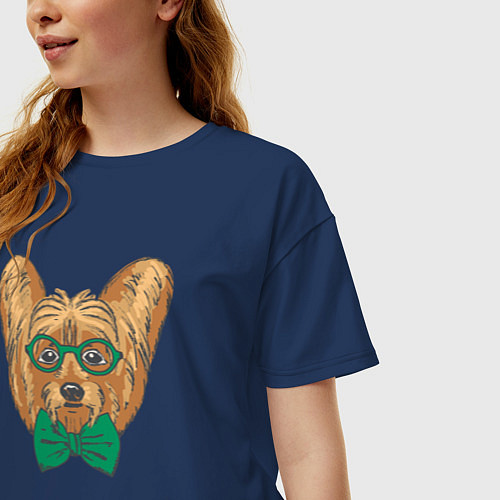 Женская футболка оверсайз Йорк хистер / Тёмно-синий – фото 3