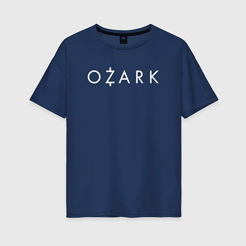 Женская футболка оверсайз Ozark white logo / Тёмно-синий – фото 1