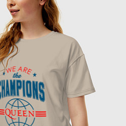 Футболка оверсайз женская QUEEN WE ARE THE CHAMPIONS, цвет: миндальный — фото 2