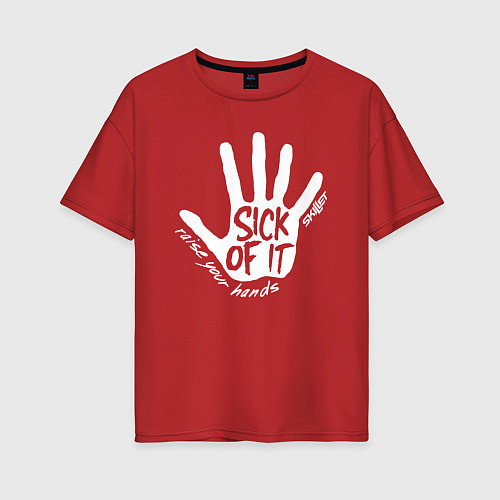 Женская футболка оверсайз Skillet rock / Красный – фото 1