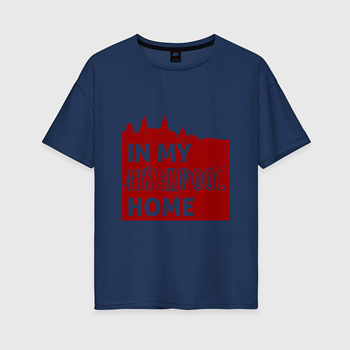 Женская футболка оверсайз Home - Liverpool / Тёмно-синий – фото 1