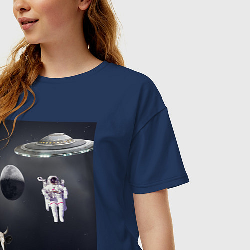 Женская футболка оверсайз Космический бред / Тёмно-синий – фото 3