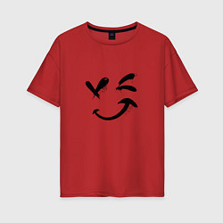 Женская футболка оверсайз Подмигивающий смайлик Граффити