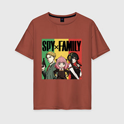 Женская футболка оверсайз Семья шпиона на цветном фоне Spy x Family
