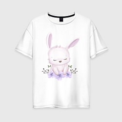 Женская футболка оверсайз Милый Крольчонок С Цветочками