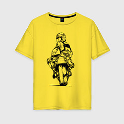 Футболка оверсайз женская Крутой мотоциклист, цвет: желтый