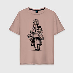 Женская футболка оверсайз Крутой мотоциклист