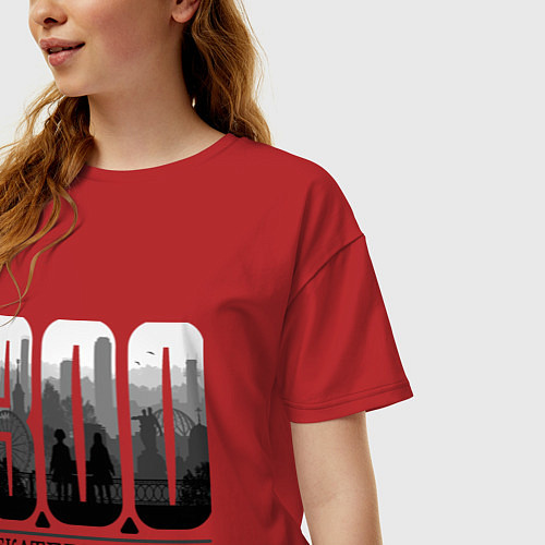 Женская футболка оверсайз 300-летие Екатеринбурга / Красный – фото 3