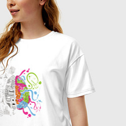 Футболка оверсайз женская Два полушария мозга, цвет: белый — фото 2
