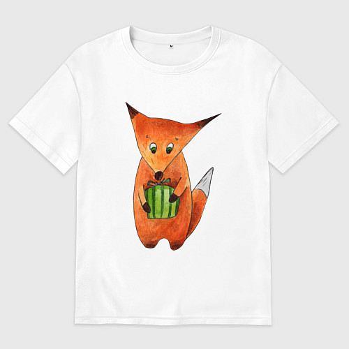 Женская футболка оверсайз Лисенок с подарком / Белый – фото 1