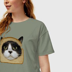 Футболка оверсайз женская Котохлебинг, цвет: авокадо — фото 2