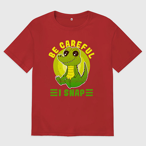 Женская футболка оверсайз Будь осторожен - я кусаюсь / Красный – фото 1