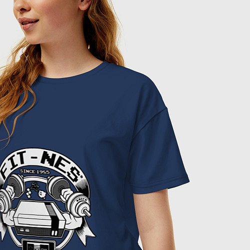 Женская футболка оверсайз FIT NES Gamers GYM / Тёмно-синий – фото 3