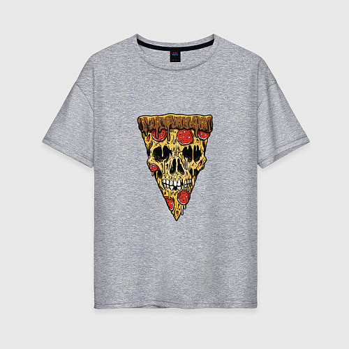 Женская футболка оверсайз Pizza - Skull / Меланж – фото 1