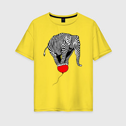 Футболка оверсайз женская Слон зебра на воздушном шаре, цвет: желтый