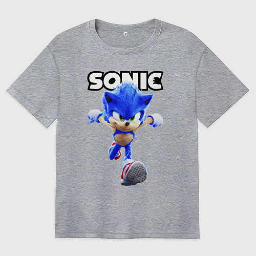 Женская футболка оверсайз Sonic the Hedgehog 2 / Меланж – фото 1