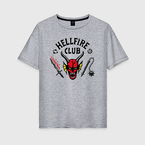 Женская футболка оверсайз Hellfire Club Stranger Things 4 / Меланж – фото 1