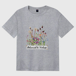 Футболка оверсайз женская Botanical & Vintage Ботаника Винтаж Цветы, цвет: меланж