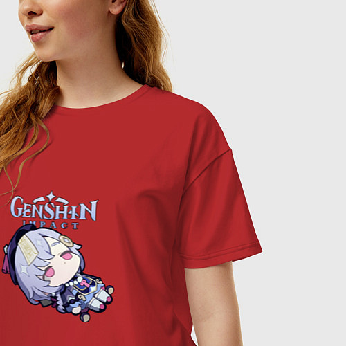 Женская футболка оверсайз Genshin Impact - Qi Qi / Красный – фото 3