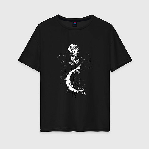 Женская футболка оверсайз Луна и Роза Moon and Rose / Черный – фото 1