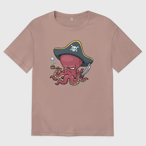 Женская футболка оверсайз Осьминог - Пират / Пыльно-розовый – фото 1