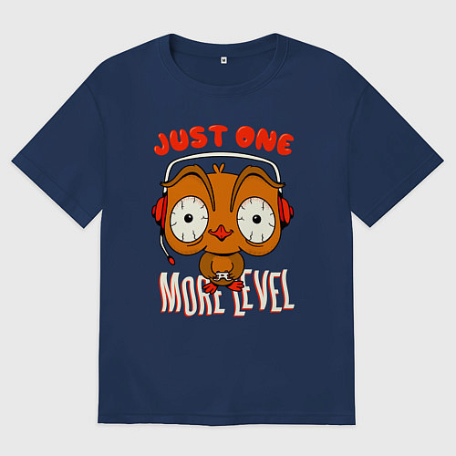 Женская футболка оверсайз Просто еще один уровень сова геймер / Тёмно-синий – фото 1