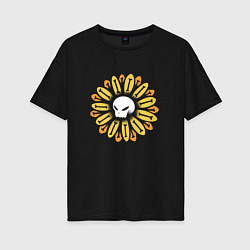 Футболка оверсайз женская Череп Подсолнух Sunflower Skull, цвет: черный