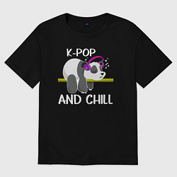 Футболка оверсайз женская Панда на кей попе и расслабоне, цвет: черный