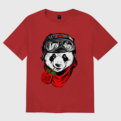 Женская футболка оверсайз Панда с розой во рту