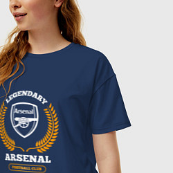 Футболка оверсайз женская Лого Arsenal и надпись Legendary Football Club, цвет: тёмно-синий — фото 2