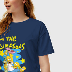 Футболка оверсайз женская The SimpsonsСемейка Симпсонов, цвет: тёмно-синий — фото 2