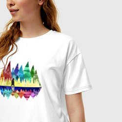 Футболка оверсайз женская Медведь и разноцветные горы, цвет: белый — фото 2