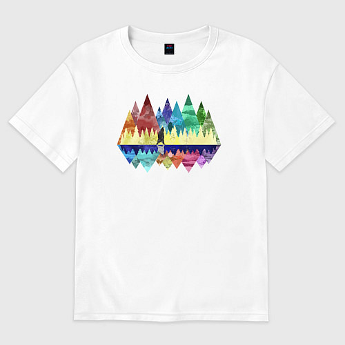 Женская футболка оверсайз Медведь и разноцветные горы / Белый – фото 1