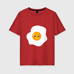 Женская футболка оверсайз Веселая яичница глазунья, завтрак с улыбкой