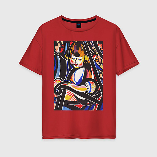 Женская футболка оверсайз Child in Rocker Ребёнок - абстракция / Красный – фото 1