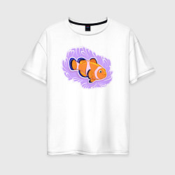 Футболка оверсайз женская Рыбка клоун Подводный мир, цвет: белый