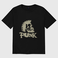 Футболка оверсайз женская Punk Skull, цвет: черный