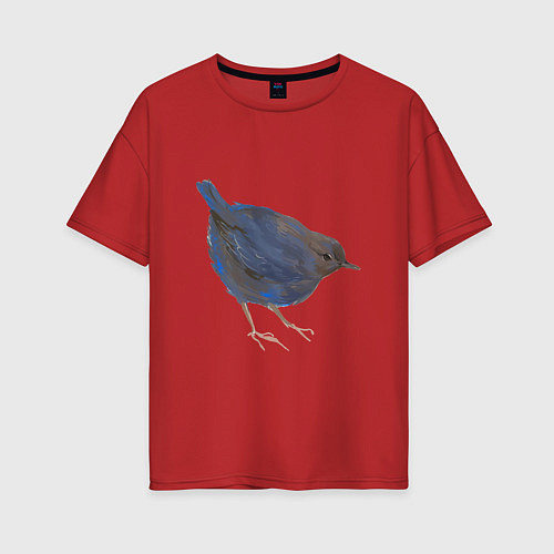Женская футболка оверсайз Сизая горихвостка / Красный – фото 1