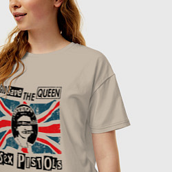 Футболка оверсайз женская Sex Pistols - God Save The Queen, цвет: миндальный — фото 2