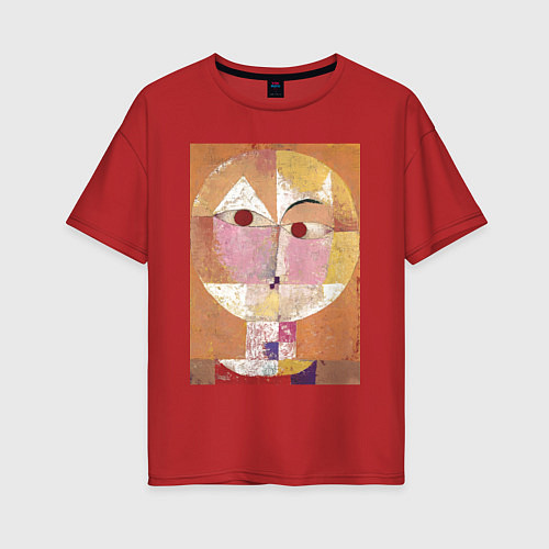 Женская футболка оверсайз Senecio Абстрактное лицо / Красный – фото 1