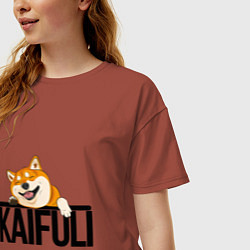 Футболка оверсайз женская Kaifuli shiba inu, цвет: кирпичный — фото 2