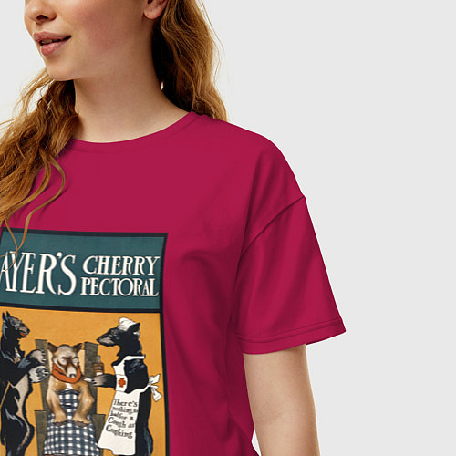 Женская футболка оверсайз Ayers Cherry Pectoral Poster Винтажная реклама / Маджента – фото 3