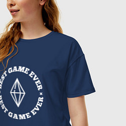 Футболка оверсайз женская Символ The Sims и круглая надпись Best Game Ever, цвет: тёмно-синий — фото 2