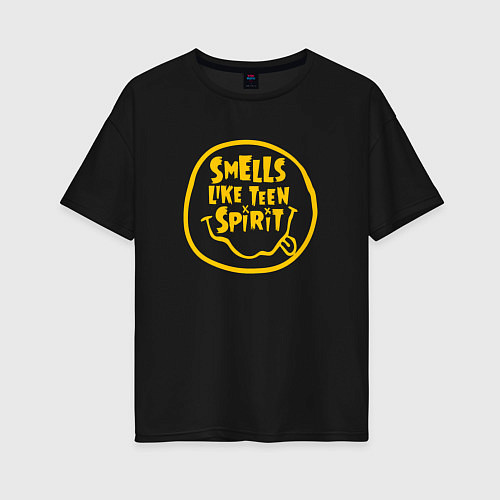 Женская футболка оверсайз Smells Like Teen Spirit Nirvana / Черный – фото 1