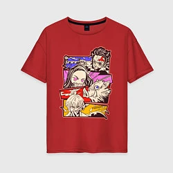 Женская футболка оверсайз Клинок, рассекающий демонов Истребитель демонов
