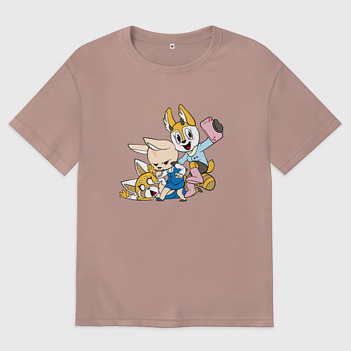 Женская футболка оверсайз Бедная Рэцуко Aggresuko / Пыльно-розовый – фото 1