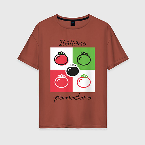 Женская футболка оверсайз Italiano Pomodoro, любовь к Италии, пицце и томата / Кирпичный – фото 1