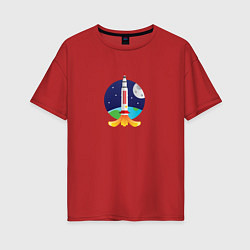 Женская футболка оверсайз Ракета в космосе
