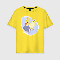 Женская футболка оверсайз Попугаи Корелла Птицы