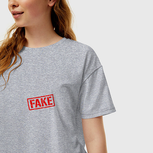 Женская футболка оверсайз Написано, что Fake / Меланж – фото 3